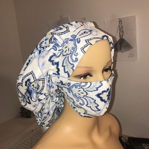Scrub cap set with face mask